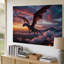 Toile, Un majestueux dragon survole un ciel éclatant au coucher du soleil, art mural-320901289