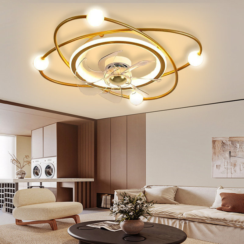 Modern ceiling fan with light, 55cm Dimmable LED ceiling fan light, 42W Timed ceiling fan with light for living room and dining room