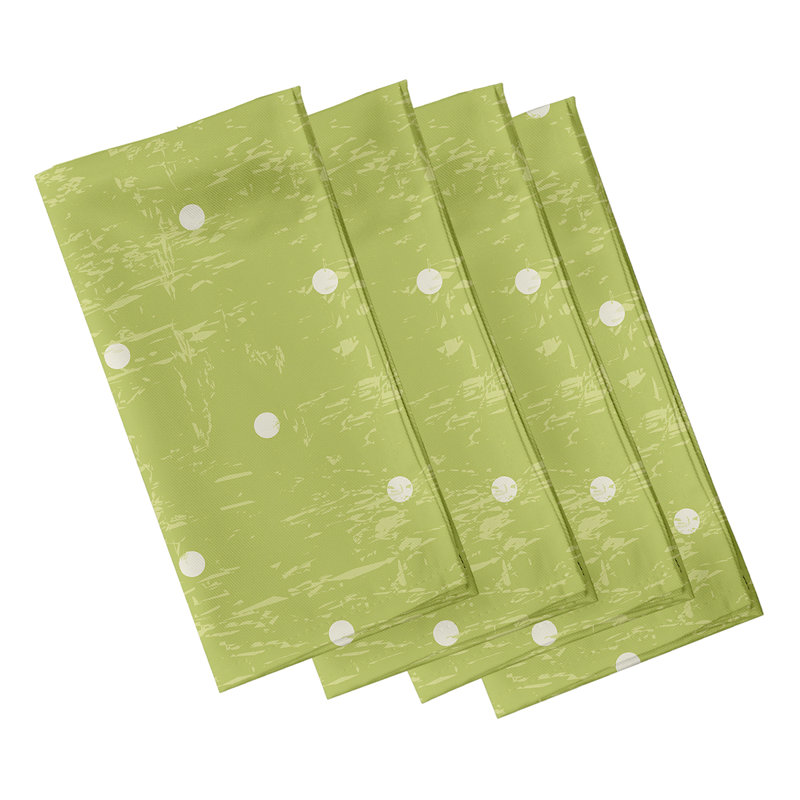 Leviner Polyester Polka Dots Square Napkin, Green