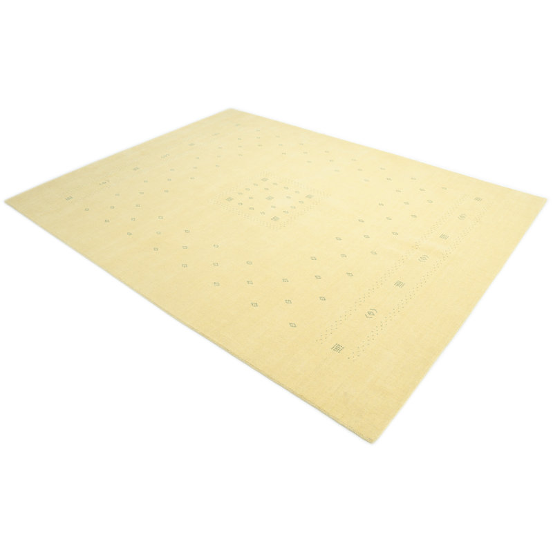 Simi Hand Knotted Cotton/Wool Southwestern Area Rug, Yellow, Rectangle 6' x 9'