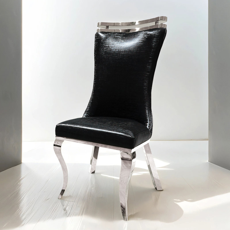 Ensemble de 2 chaises d'appoint Ludgera, Noir, noir, noir, noir, Chrome chrome