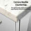 Meuble-lavabo double blanc lustré 84 po X 22 po, comptoir en marbre, robinet, 36 miroirs à DEL - et teinture - marbre, taches rayées-743258822-743258819