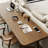 Nut-brown Rectangular Solid Wood writing desk-1104415567