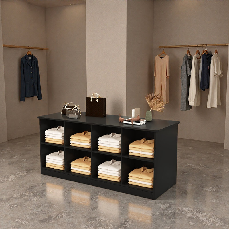 Présentoir simple à double face pour magasin de vêtements, Noir
