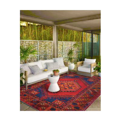 Traditional Themed Geometric Red Decorative Rug And Washable Carpet