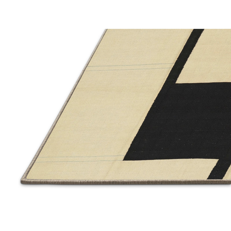 Tapis contemporain noir / beige, Rectangle 5 pi x 8 pi
