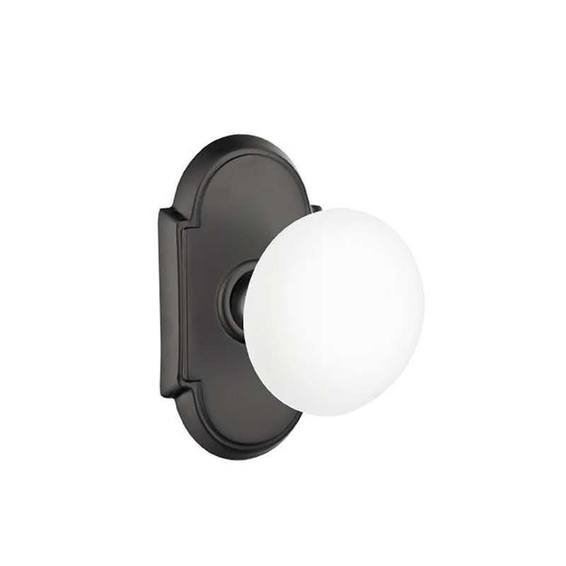 Privacy Door Knob with Arch Rosette, Flat Black