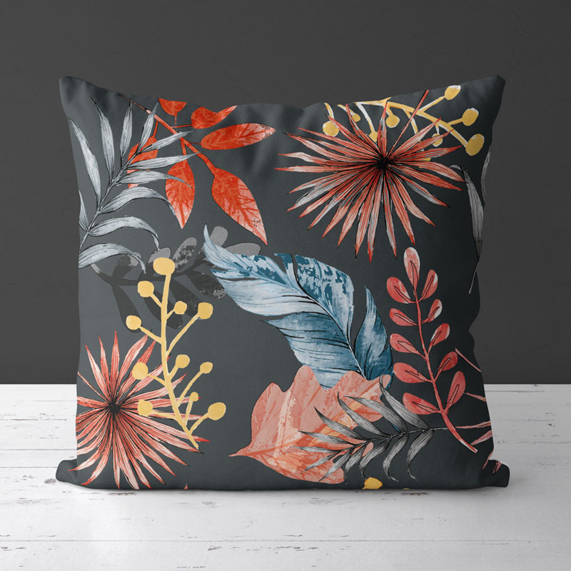 Housse de coussin carrée Rhett, Rouge/gris
