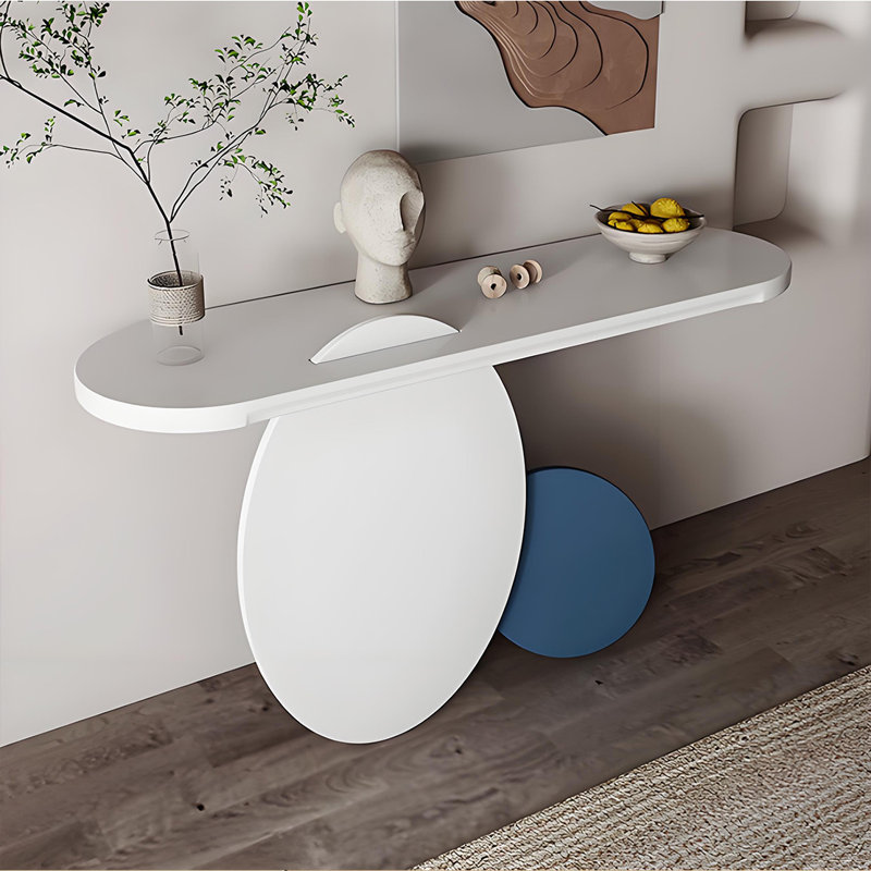 Console italienne de luxe minimaliste italienne, H 31,49 po x l 47,24 po x P 15,75 po, Blanc, Bleu