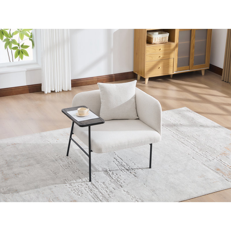 Fauteuil de détente Lounge avec petite table et coussin de dossier, Beige
