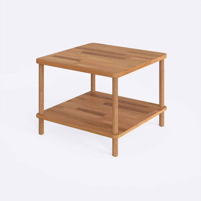 Queens Minimalist Solid Wood Square Coffee Table with Shelf – Modern & Space-Saving Design