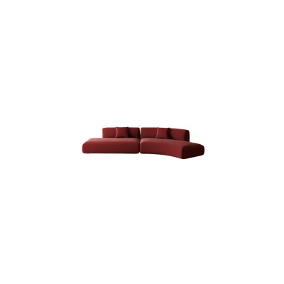 Canapé courbé semi-circulaire rouge vin