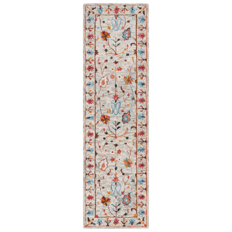 Tapis en coton touffeté à la main Lozoya , Tapis de couloir 2 pi 3 po x 8 pi