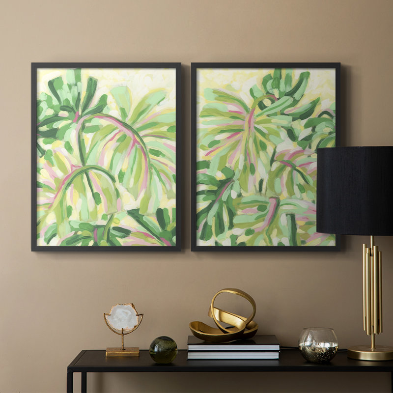Impression encadrée Expressive Palms I-Premium - prête à être accrochée - aucun clou requis - aucun clou requis