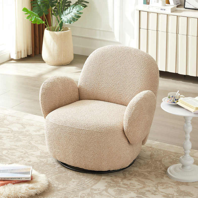 Fauteuil demi-tonneau pivotant à 35 ° l 35 po, Beige Boucle