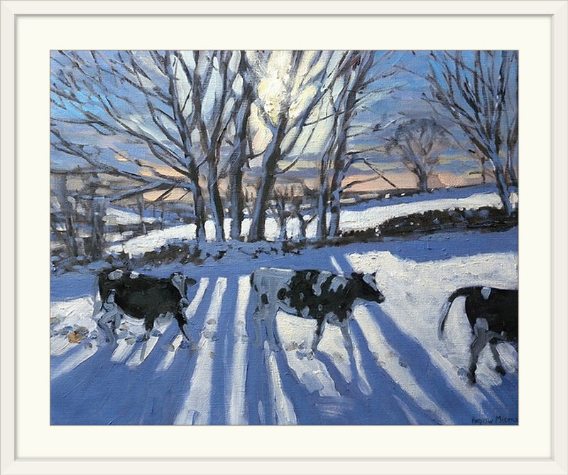 «Friesian Cows» par Gonzalez, reproduction d'art, H 20 po x l 23 po x P 1 po, Cadre noir