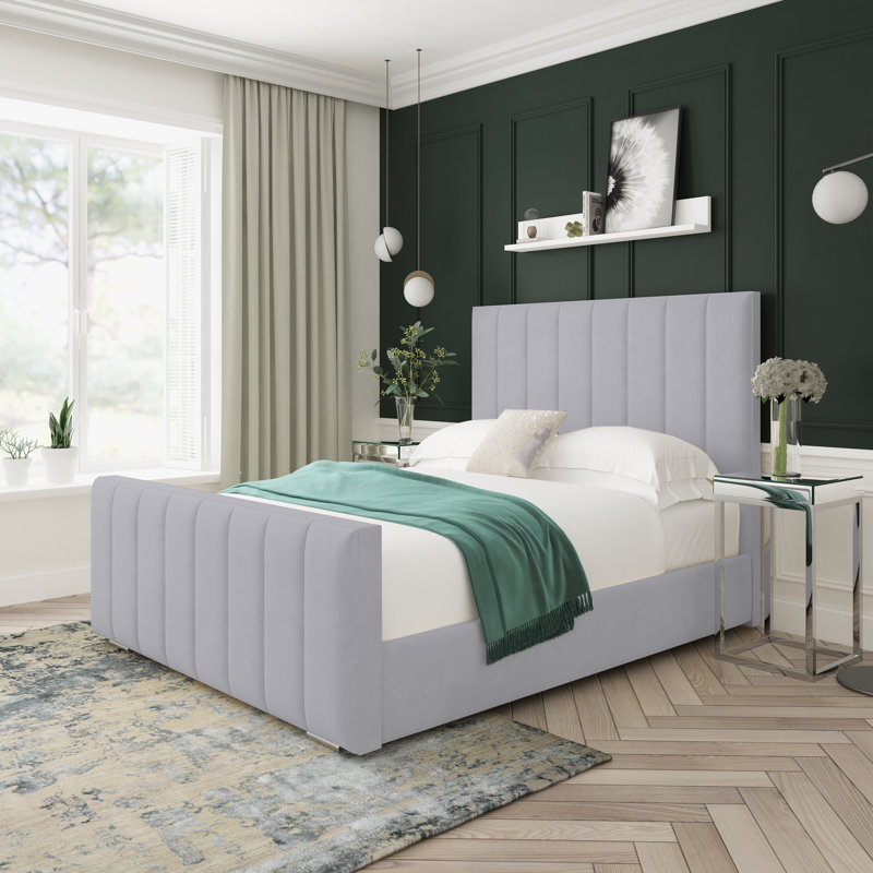 Upholstered Platform Bed, Kingsize (5'), Silver
