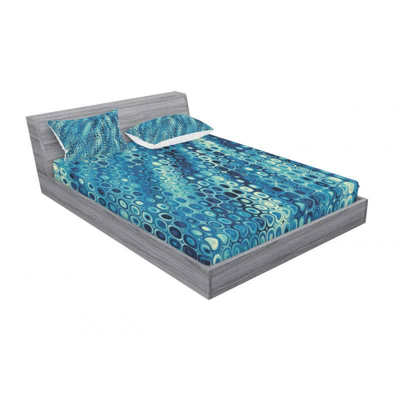 Microfiber Geometric Sheet Set, Full Sheet Set with Fitted Sheet