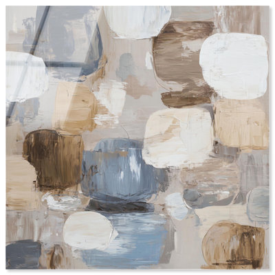 "Soft Blocks I", impression murale abstraite sur toile par Art Remedy, prête à être suspendue, 16 x 16