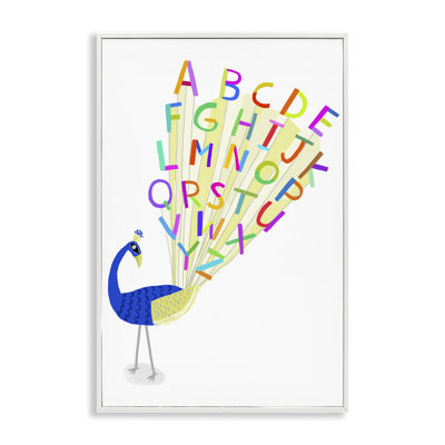 «Peacock Alphabet Feathers», art de la giclée encadrée par Carla Daly