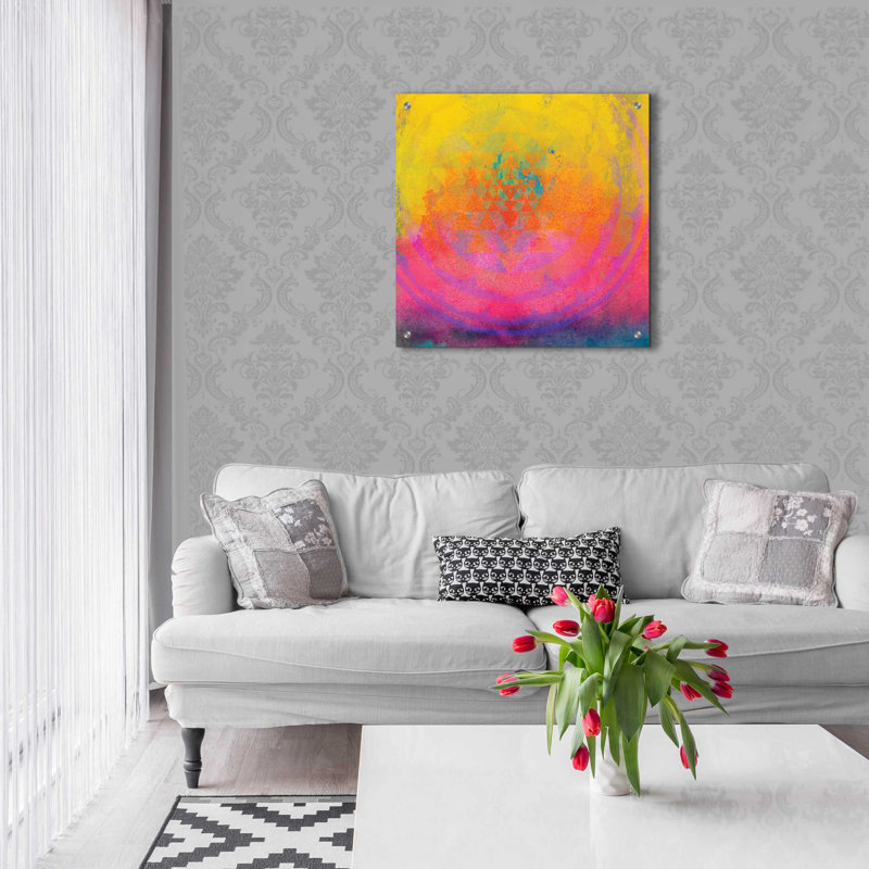 High Frequency Mandala Fragment by Elena Ray - Unframed Print, 24" H x 24" W x 0.2" D
