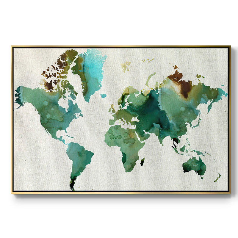 " Inky World ", Gold, 17" H x 25" W x 2" D