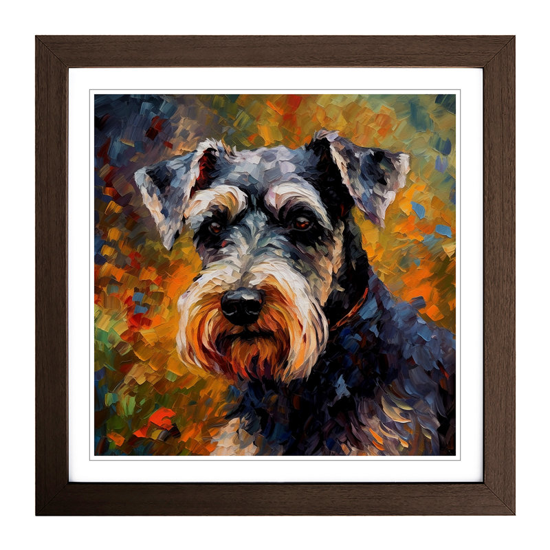 Schnauzer Post-Impressionism - Framed Print, Black
