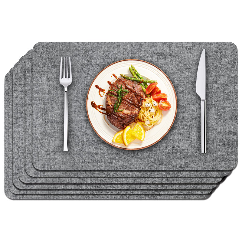 Leather/Faux Leather Rectangle Placemat, Light Gray