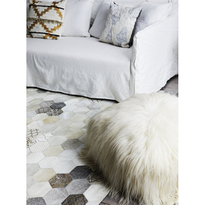 Atomo Cowhide Geometric Area Rug, Rectangle 2' x 3'