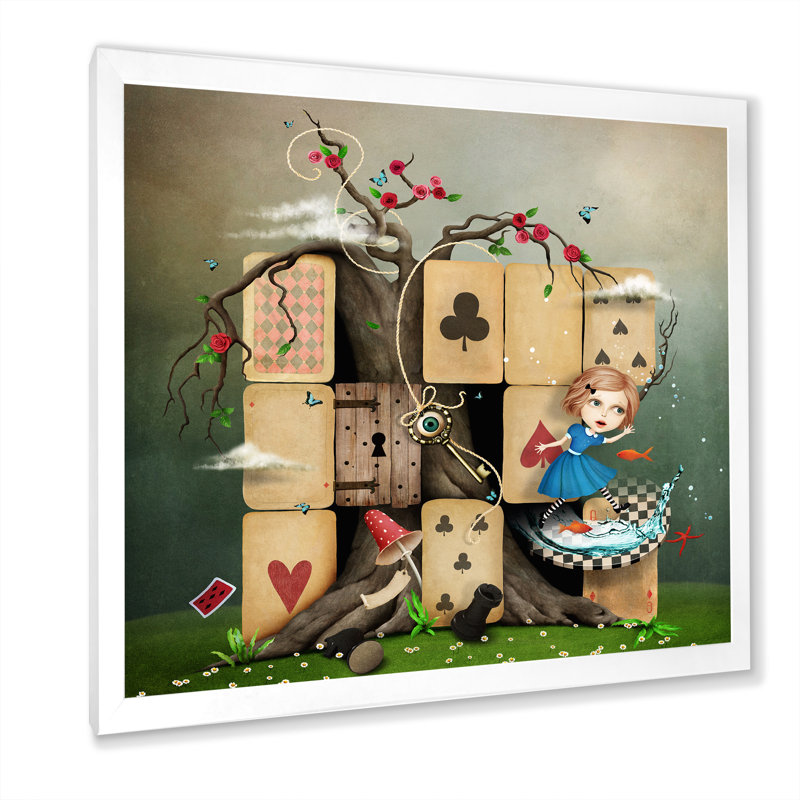 Alice au pays des merveilles, reproduction d'art sur toile, enfants, H 36 po x l 36 po x P 1 po, Cadre photo blanc