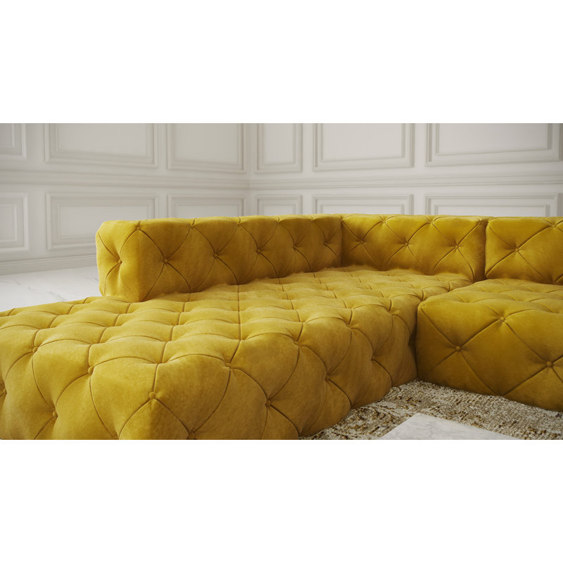 Annmarie Chesterfield Corner Sofa, Gold, Left Hand Facing