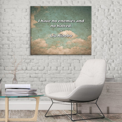 Artsy Quote "I have no enemies and no hatred." By Liu Xiaobo Gallery Wrapped Canvas