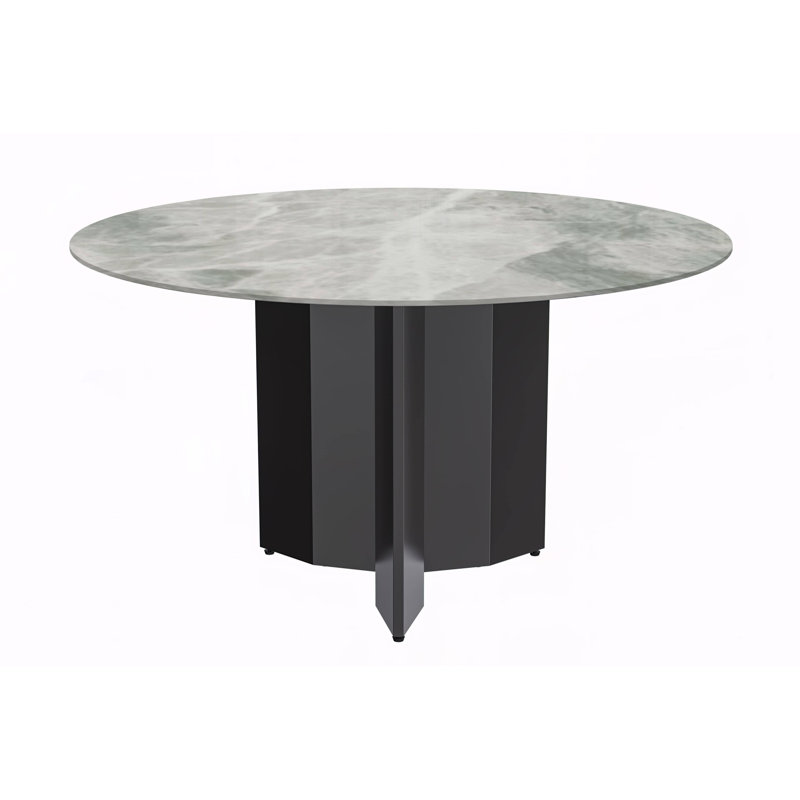 Table de salle à manger ronde Jabez, Gris clair, H 29,5 po x l 60 po x P 60 po