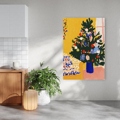 Festive pin délice abstrait coloré, arbre de Noël moderne, impression d'art mural