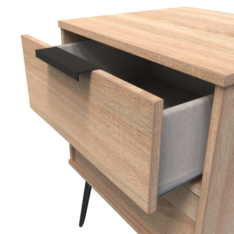 Turah 2 Drawer Bedside Cabinet (Ready Assembled), Bardolino Oak