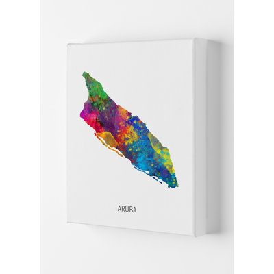 Aruba Watercolour Map by Michael Tompsett - 1 Piece Wall Art