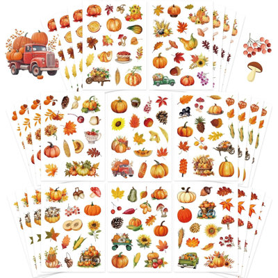 Autocollants d'automne, autocollants citrouilles, autocollant « Bonjour l'automne », autocollants de l'Action de grâce