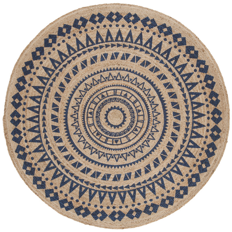 Detweiler Hand Woven Jute Oriental Rug, Round 4' x 4'