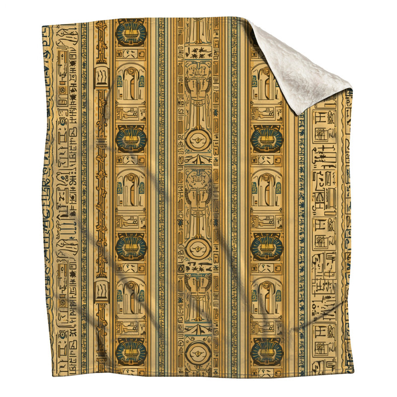 Couvertures égyptiennes à motifs Hiéroglyphes, L 50 po x H 60 po