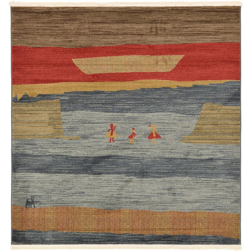 Lela Abstract Indoor Rug, Square 6'