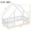 Lit simple en bois en forme de maison avec clôture, garde-corps, blanc