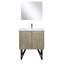 Rustique, 30 po Meuble-lavabo large pour la salle de bain, comptoir en quartz blanc, robinet, 28 miroirs avec baignoire, comptoir et robinet coulissant-121112553