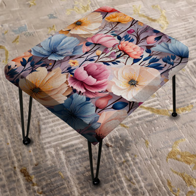 Multicolor Watercolor Wonderland Floral Pattern - Floral Rectangle Ottoman