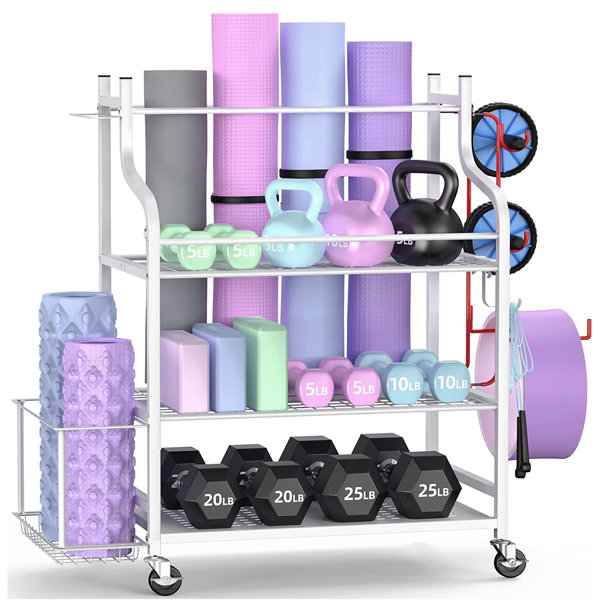 Classy Wood Foam Roller & Yoga Mat Storage Rack. Easy Wall Mount. 4  Slots/Set