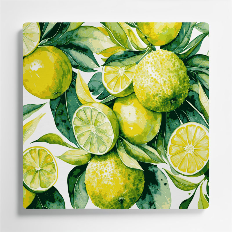 Art mural en métal beige Fruit Sudachi, H 16 po x l 16 po