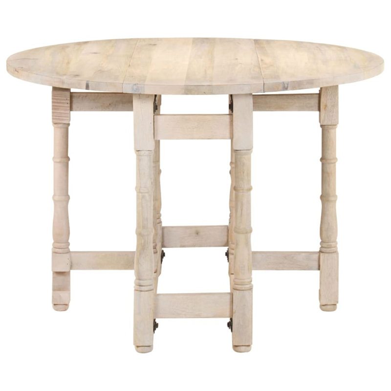 Cummins Mango Round Wood Top Dining Table with Wood Base, Light Brown