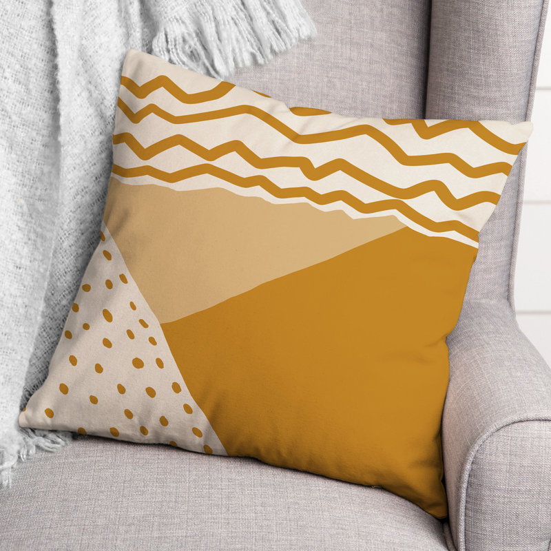 Collection 2 Abstract Mod Shapes Geometric Throw Pillow, Orange/Yellow