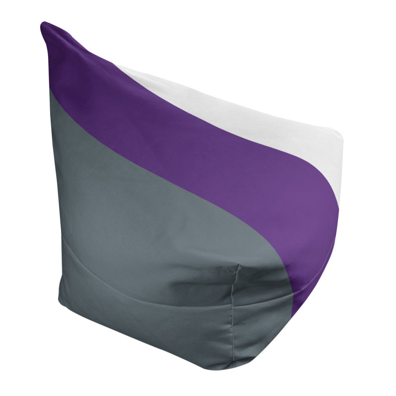Sacramento Bean Bag Chair & Lounger, 31" x 38" x 42", Slate Gray/Purple/White