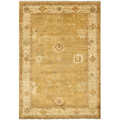 Oushak Oriental Hand-Knotted Wool Gold/Ivory Area Rug