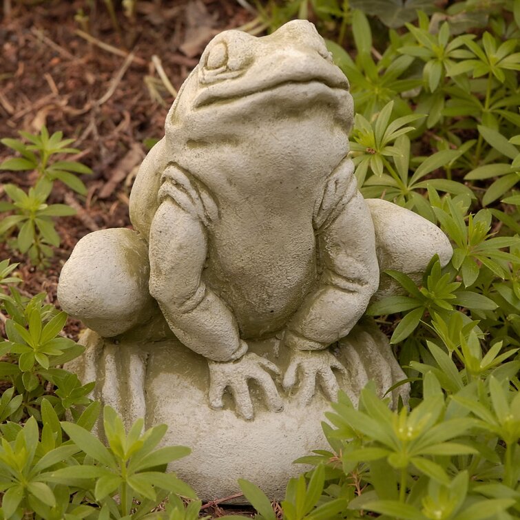 Campania International Aged Limestone Frankie Frog Statue